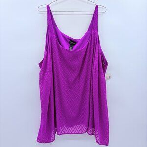 Catherines Womens Plus Size 5X 34/36W Textured Chiffon Sleeveless Tank‎ Top 1272